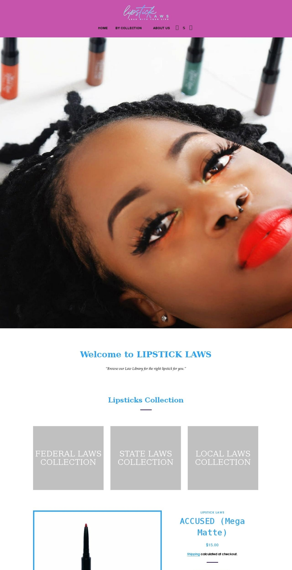 lipsticklaws.com shopify website screenshot