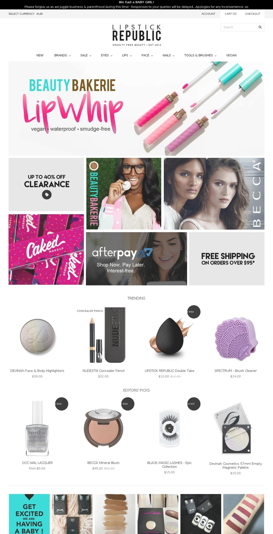 lipstickrepublic.com.au shopify website screenshot