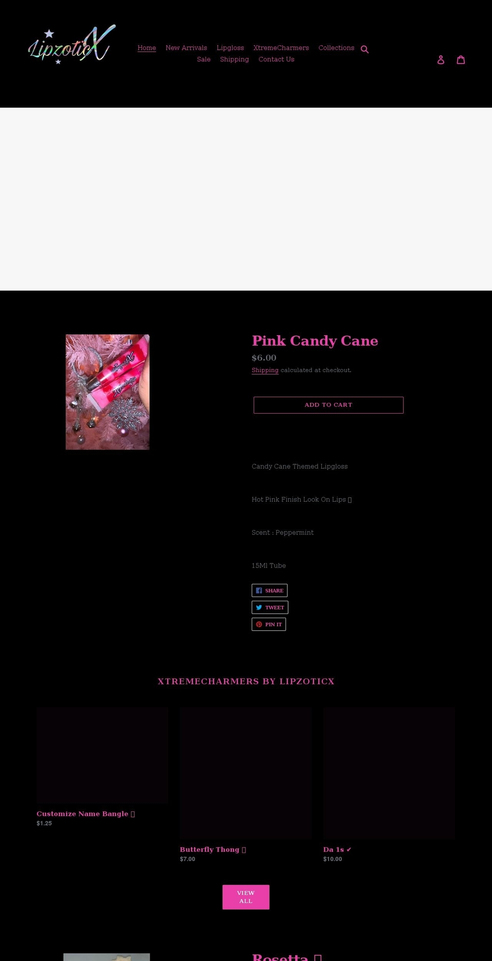 lipzoticx.com shopify website screenshot