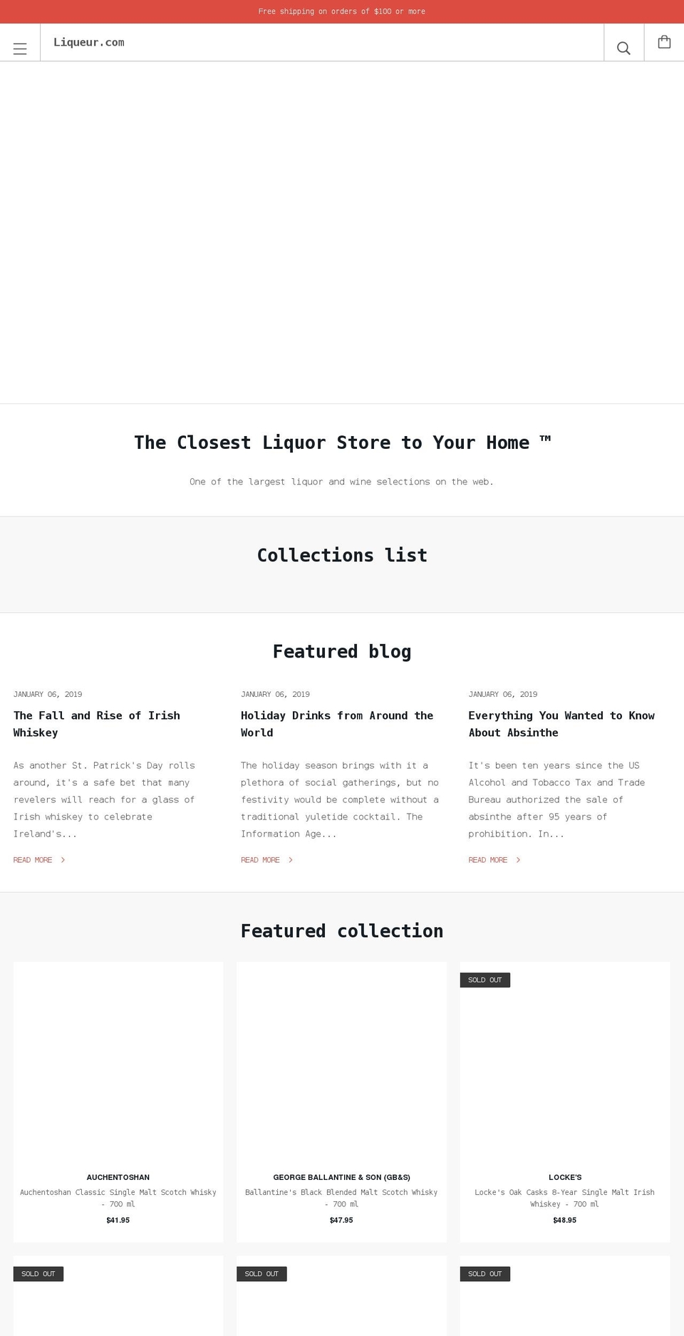 liqueur.com shopify website screenshot