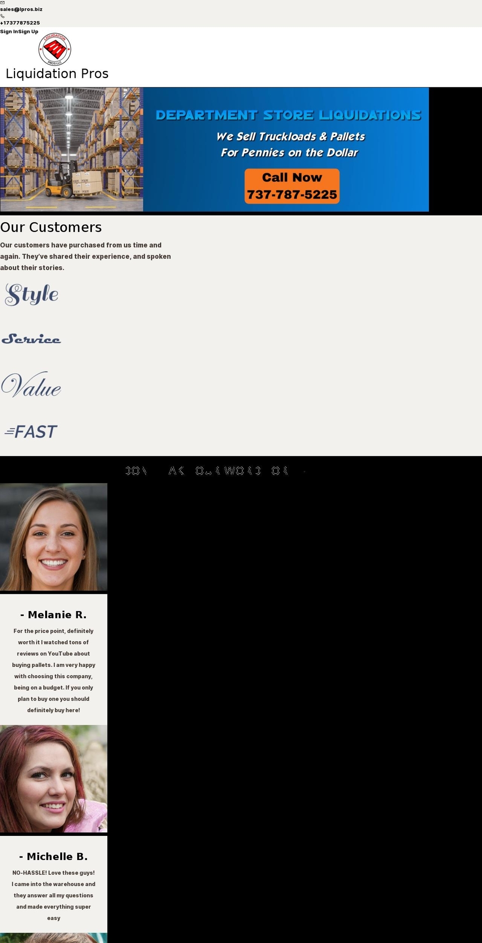 liquidationprosllc.com shopify website screenshot