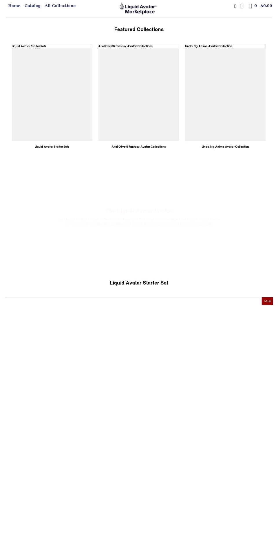 liquidavatarmarketplace.com shopify website screenshot