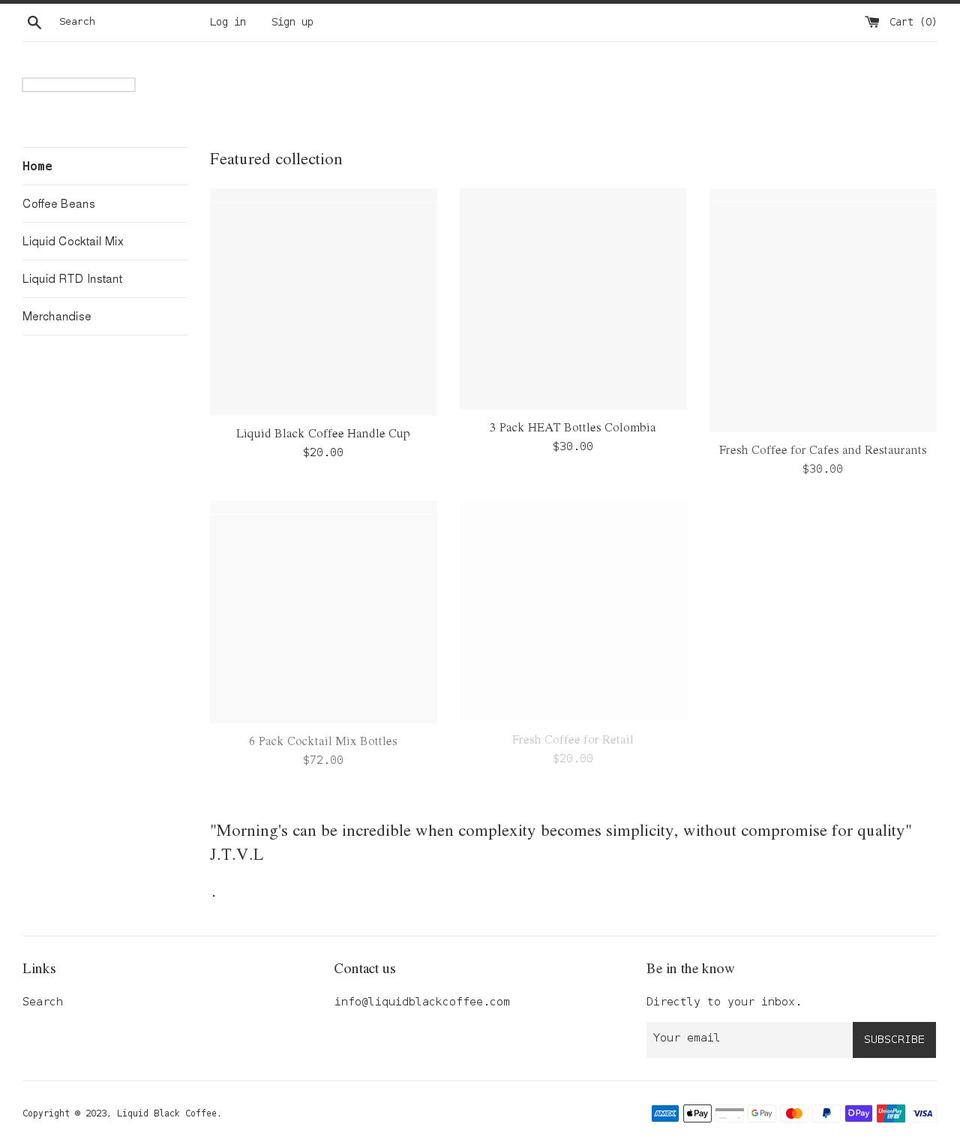 liquidblackcoffee.com shopify website screenshot