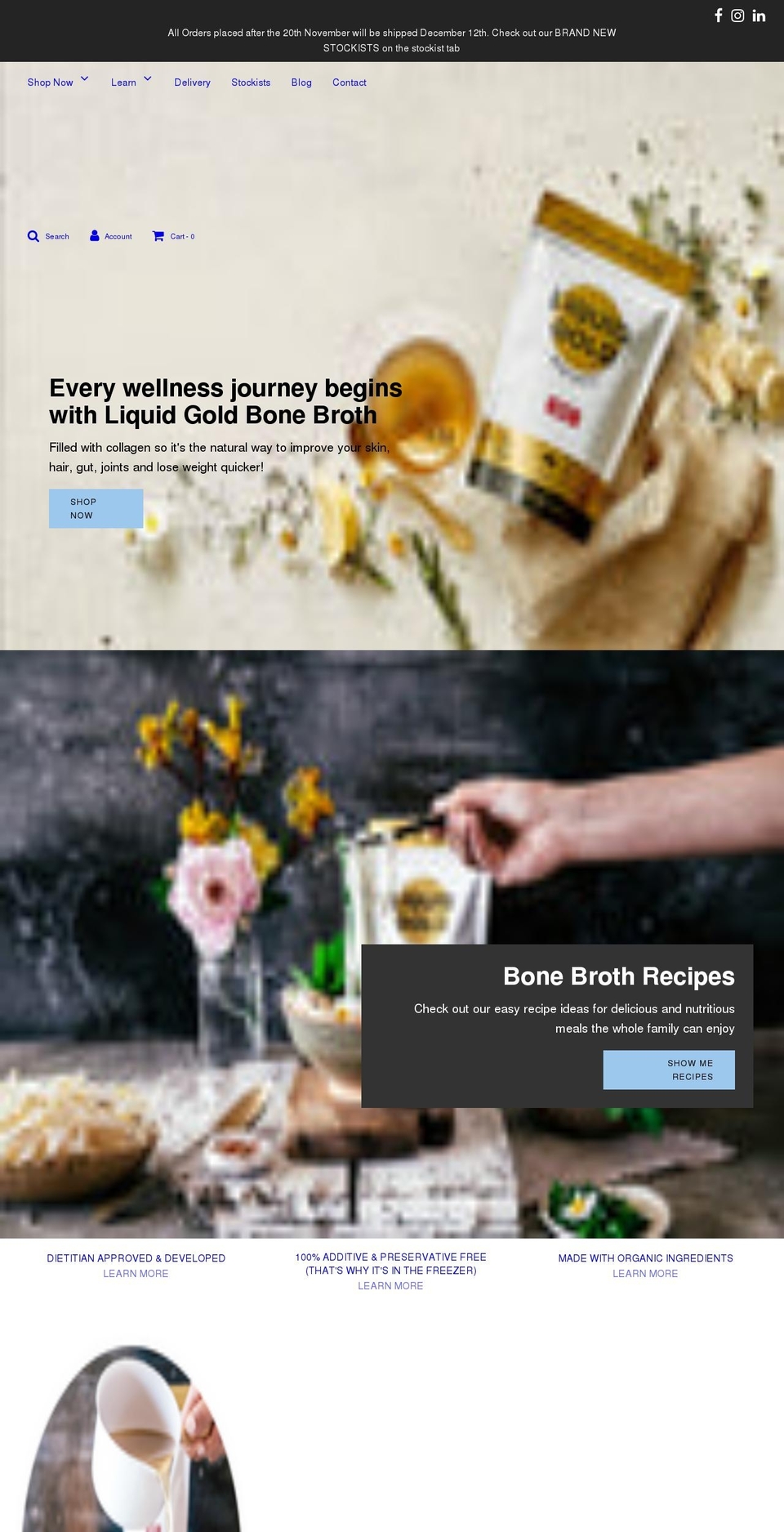 liquidgoldbonebroth.com.au shopify website screenshot