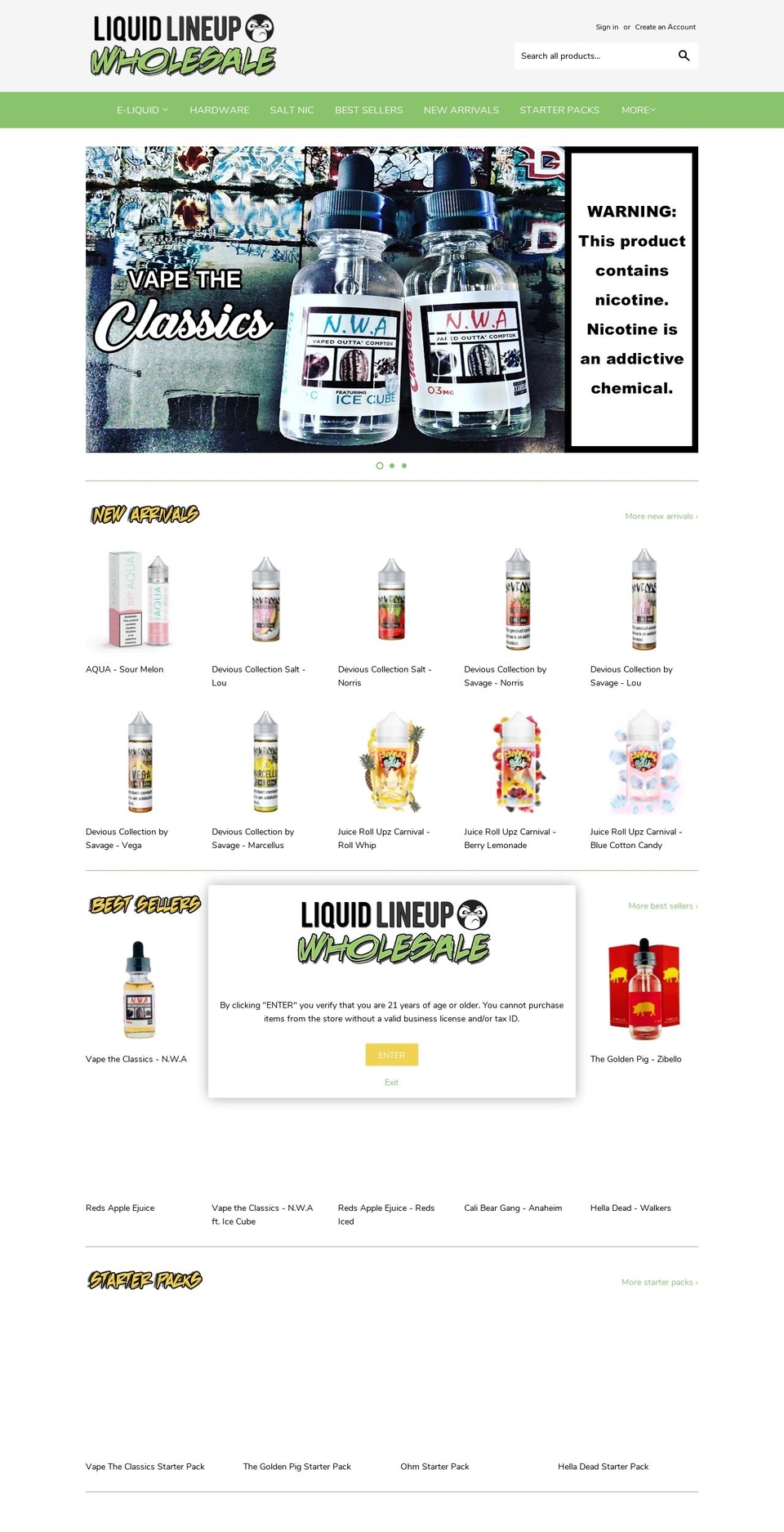 liquidlineup.com — Shopify storefront screenshot