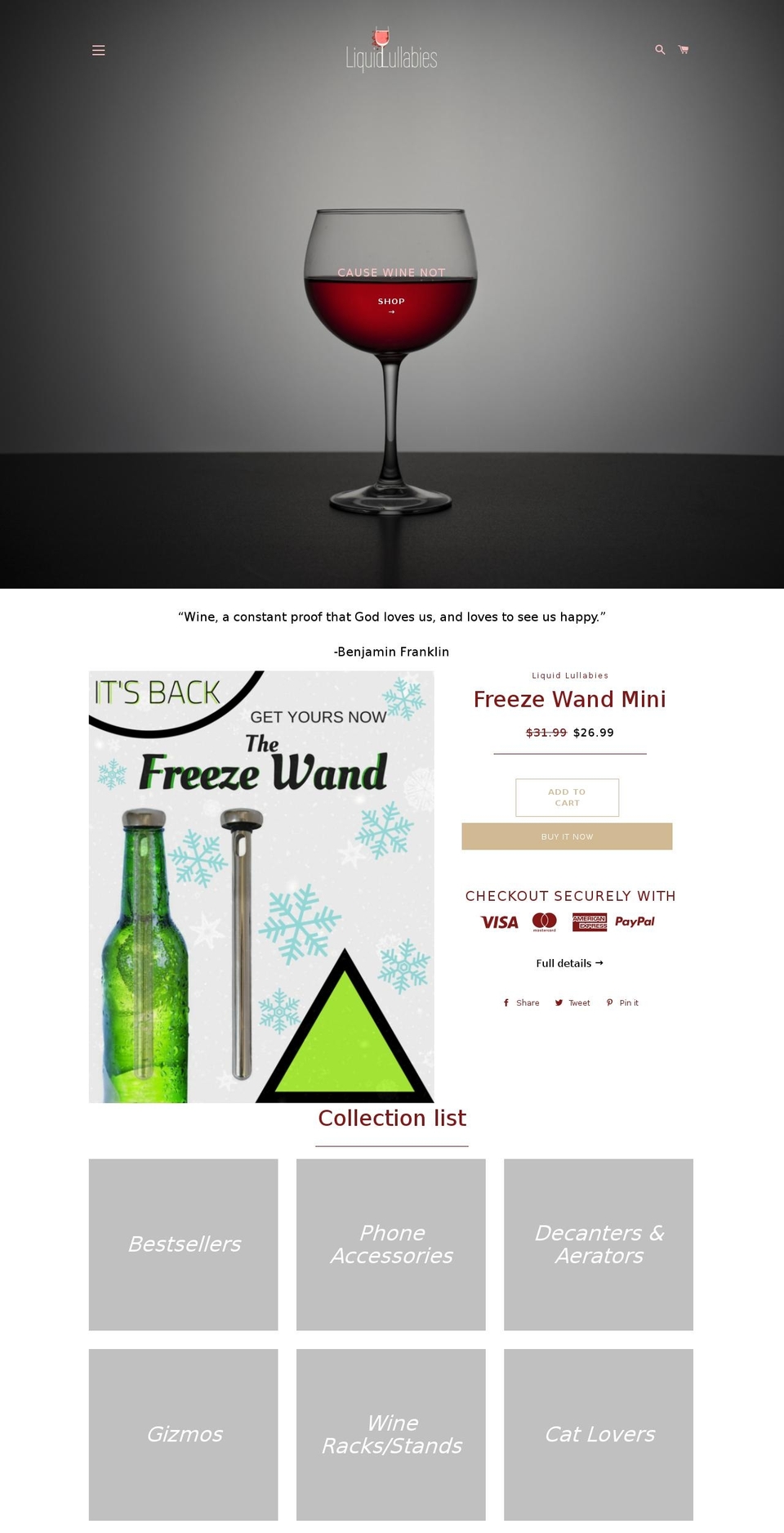 liquidlullabies.com — Shopify storefront screenshot
