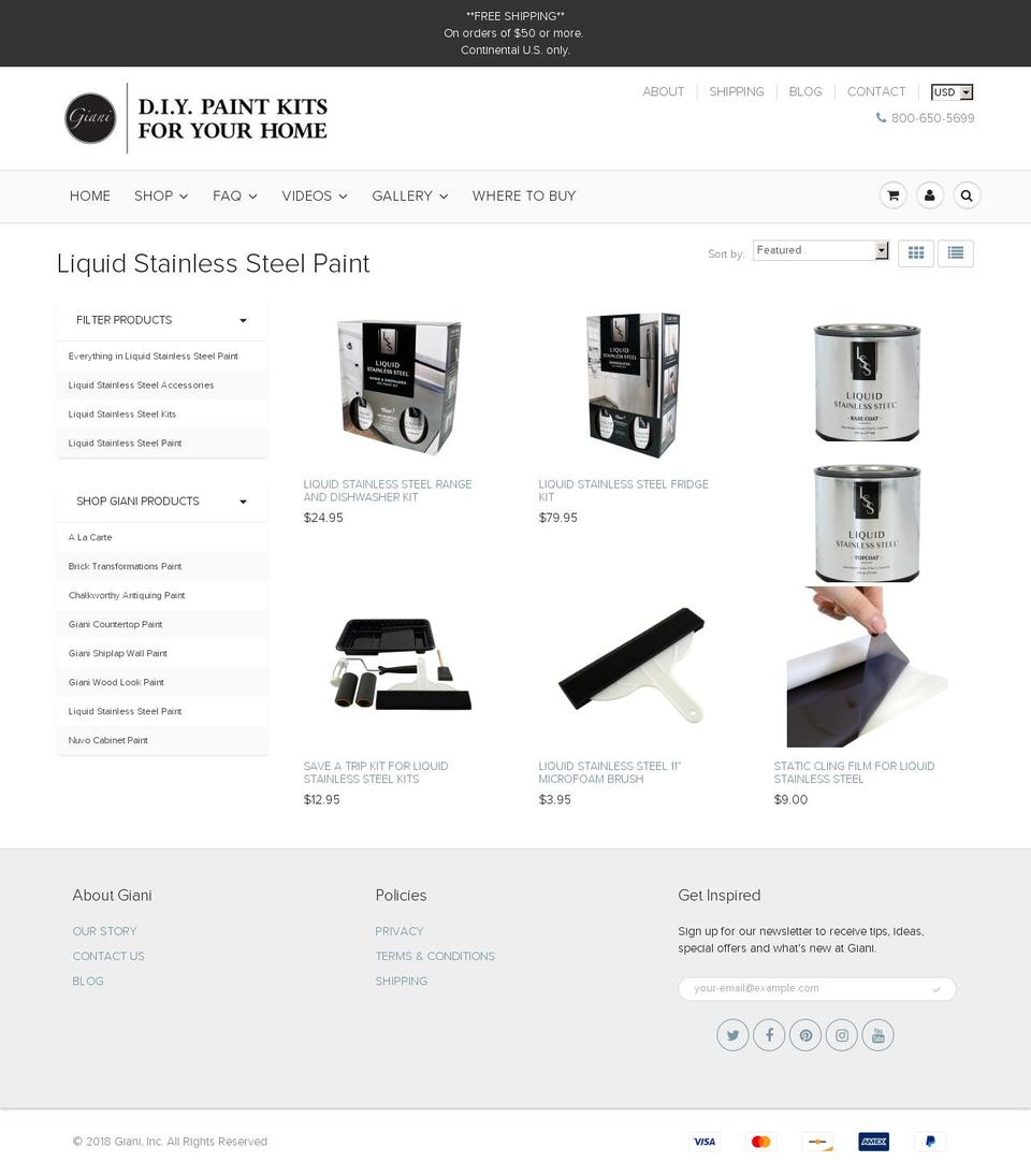 liquidstainlessteel.com — Shopify storefront screenshot