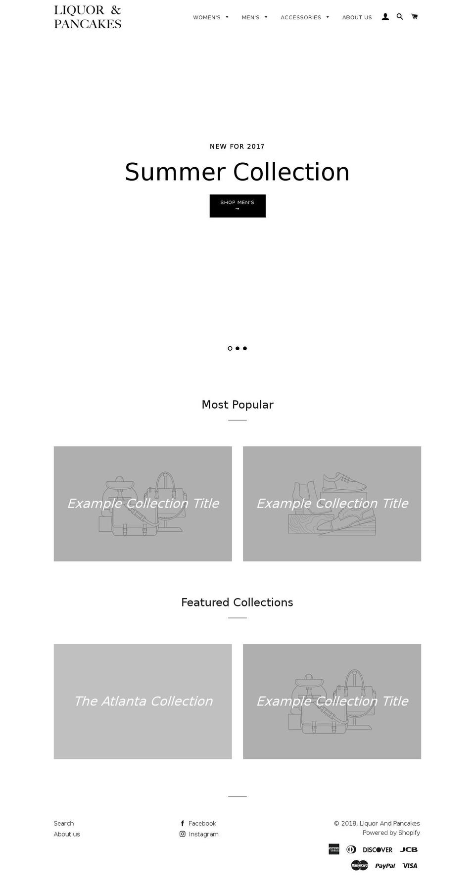 liquorandpancakes.com shopify website screenshot
