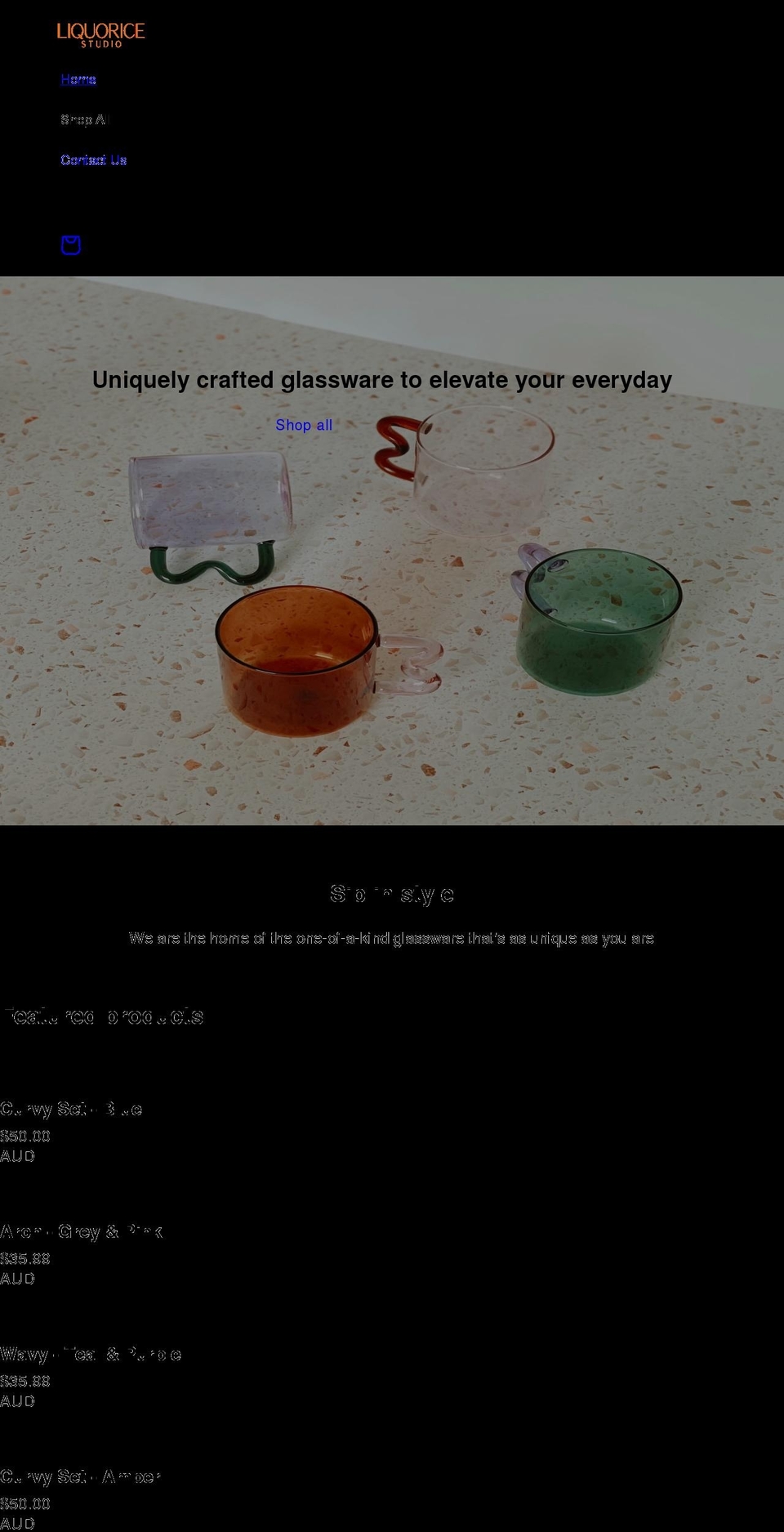 liquoricestudio.com.au shopify website screenshot