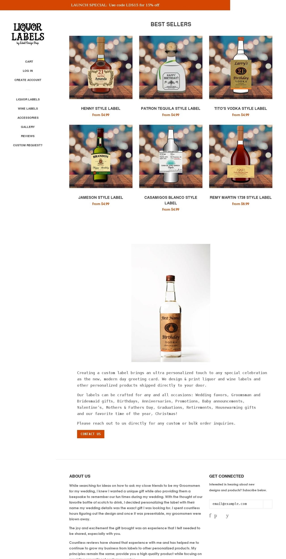 liquorlabels.co shopify website screenshot