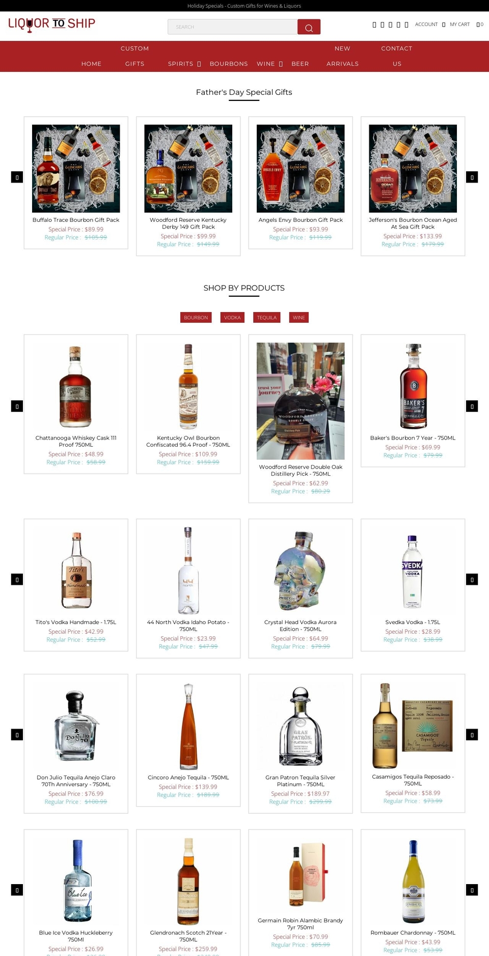 liquortoship.com shopify website screenshot