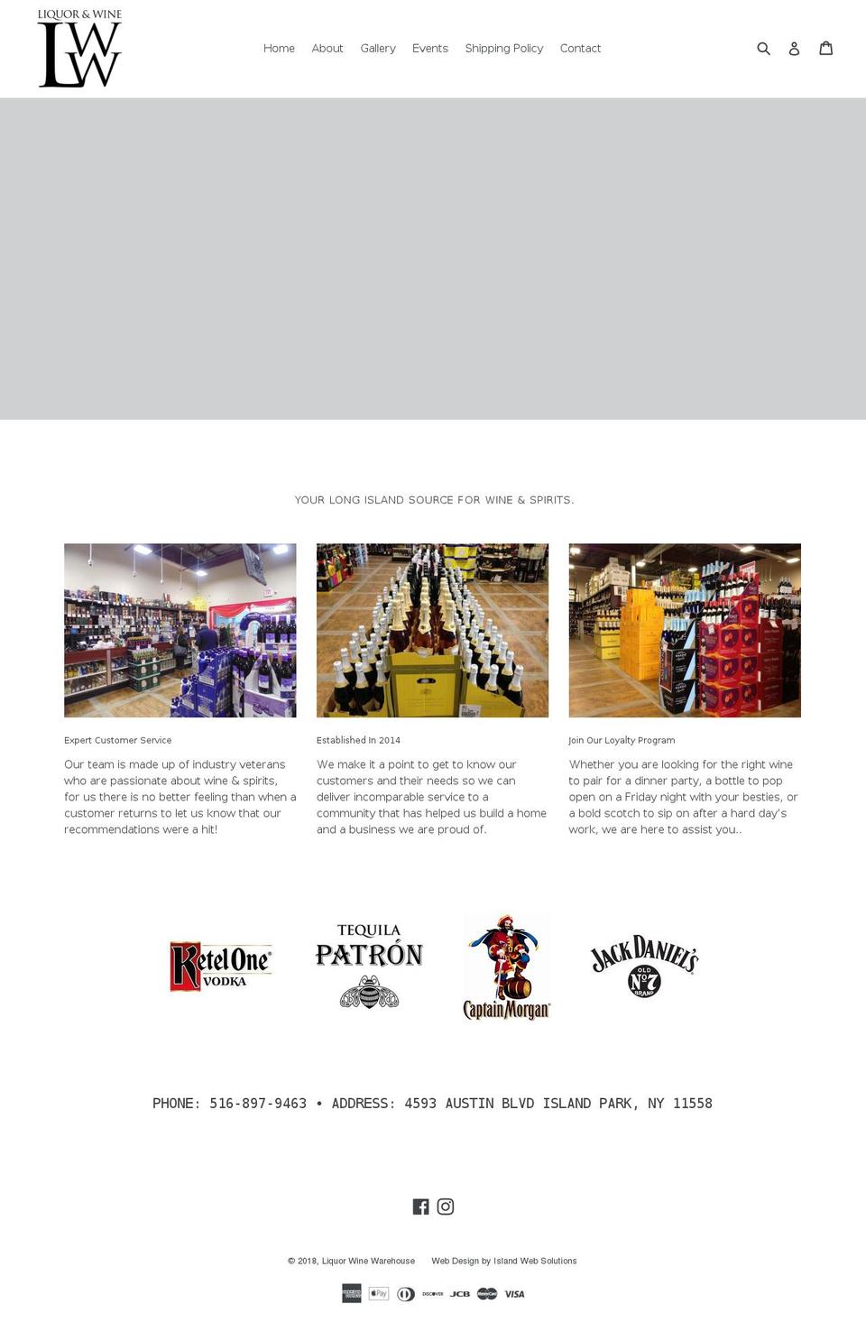 liquorwinewarehouseli.com — Shopify storefront screenshot