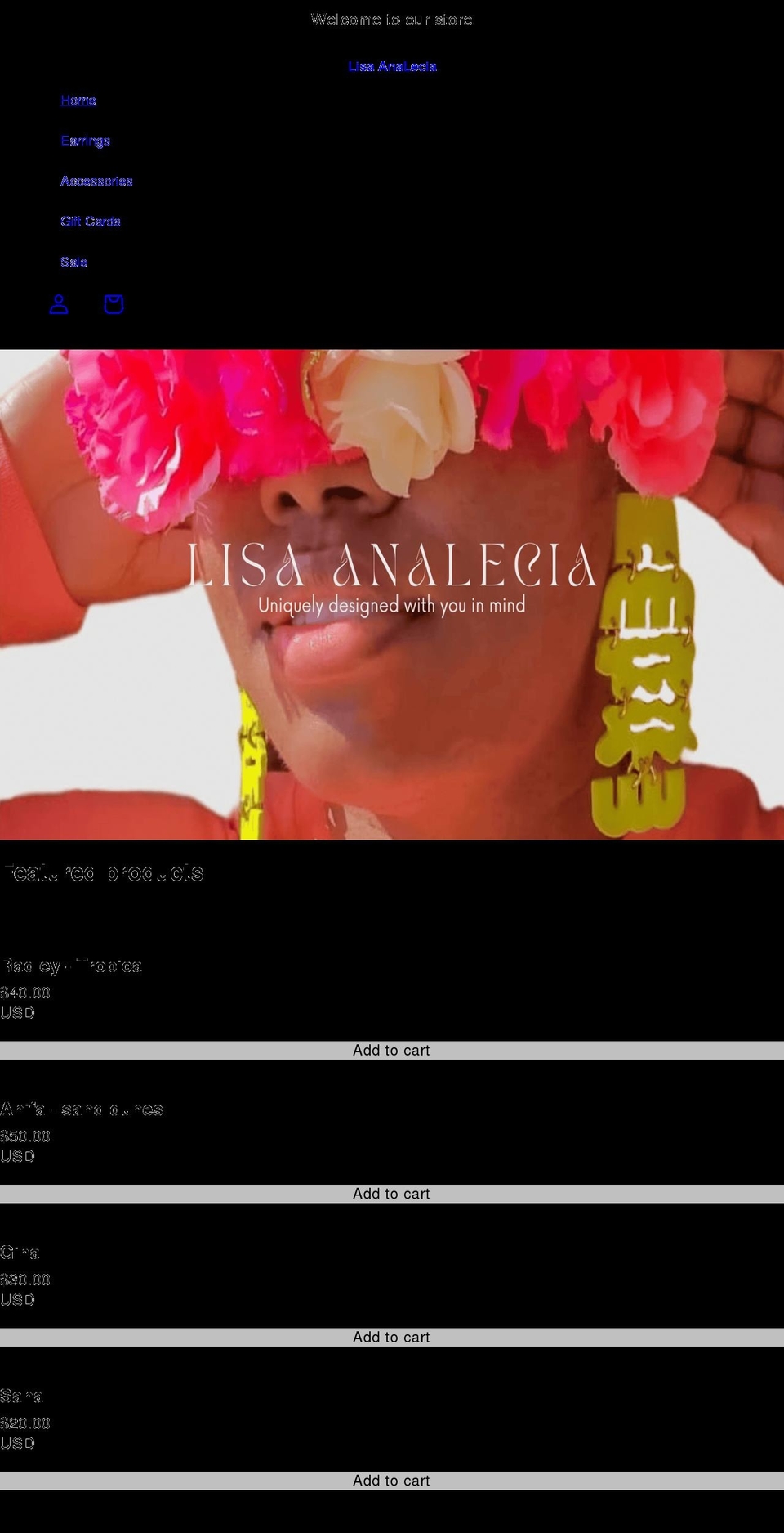 lisaanalecia.com shopify website screenshot