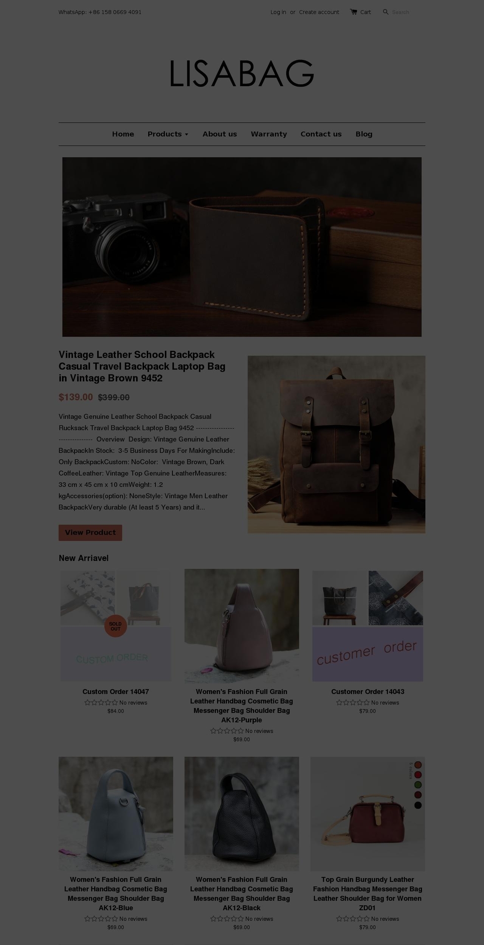 Standard Theme Shopify theme site example lisabag.com