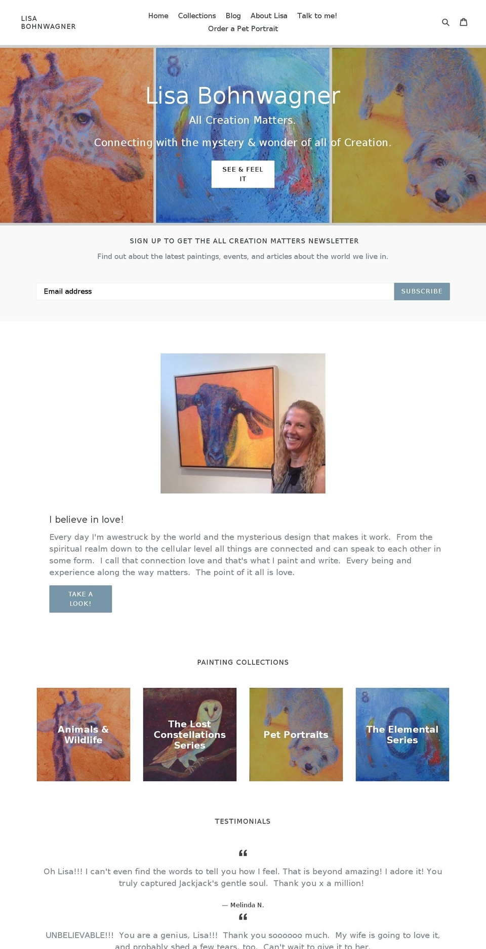 lisabohnwagner.com — Shopify storefront screenshot