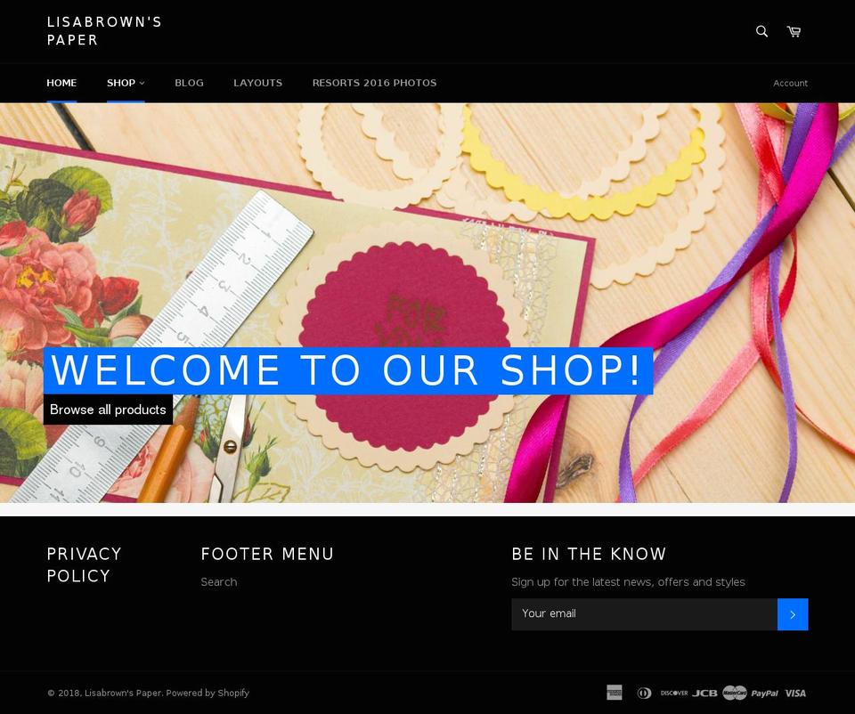 lisabrownspaper.com shopify website screenshot