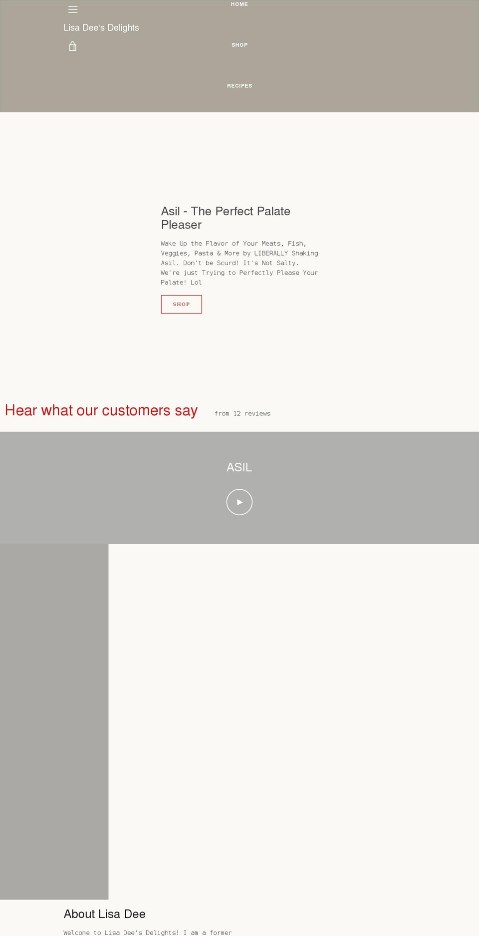 lisadeesdelights.com shopify website screenshot