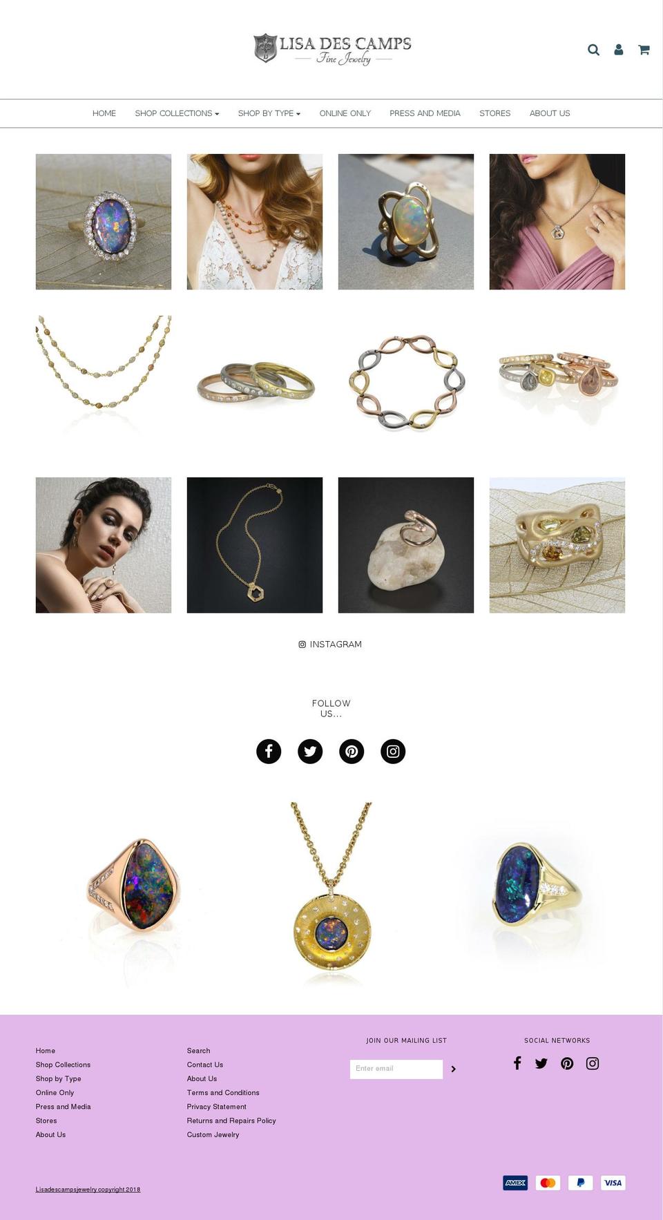 lisadescampsdesigns.com — Shopify storefront screenshot