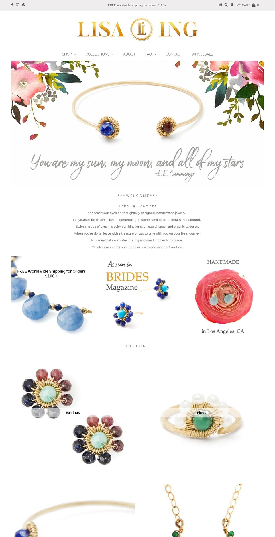 lisaingjewelry.com — Shopify storefront screenshot