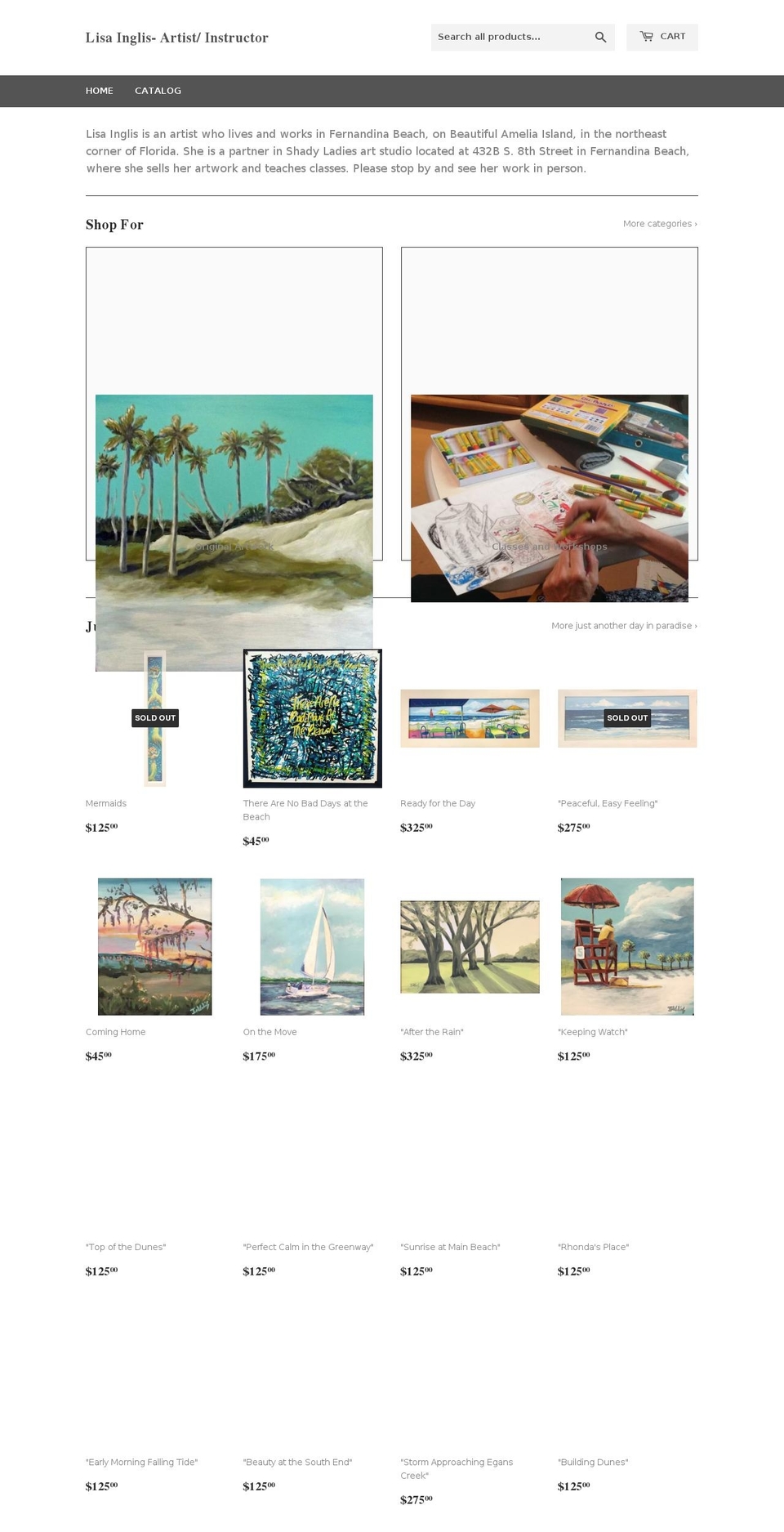 lisainglis.com — Shopify storefront screenshot