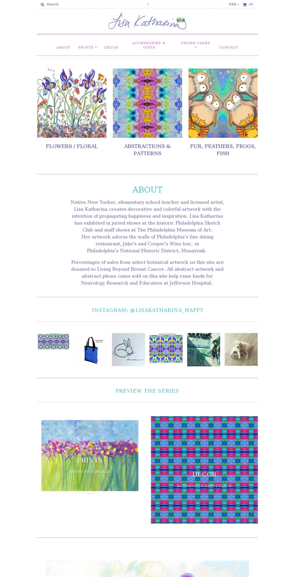 lisakatharina.com — Shopify storefront screenshot