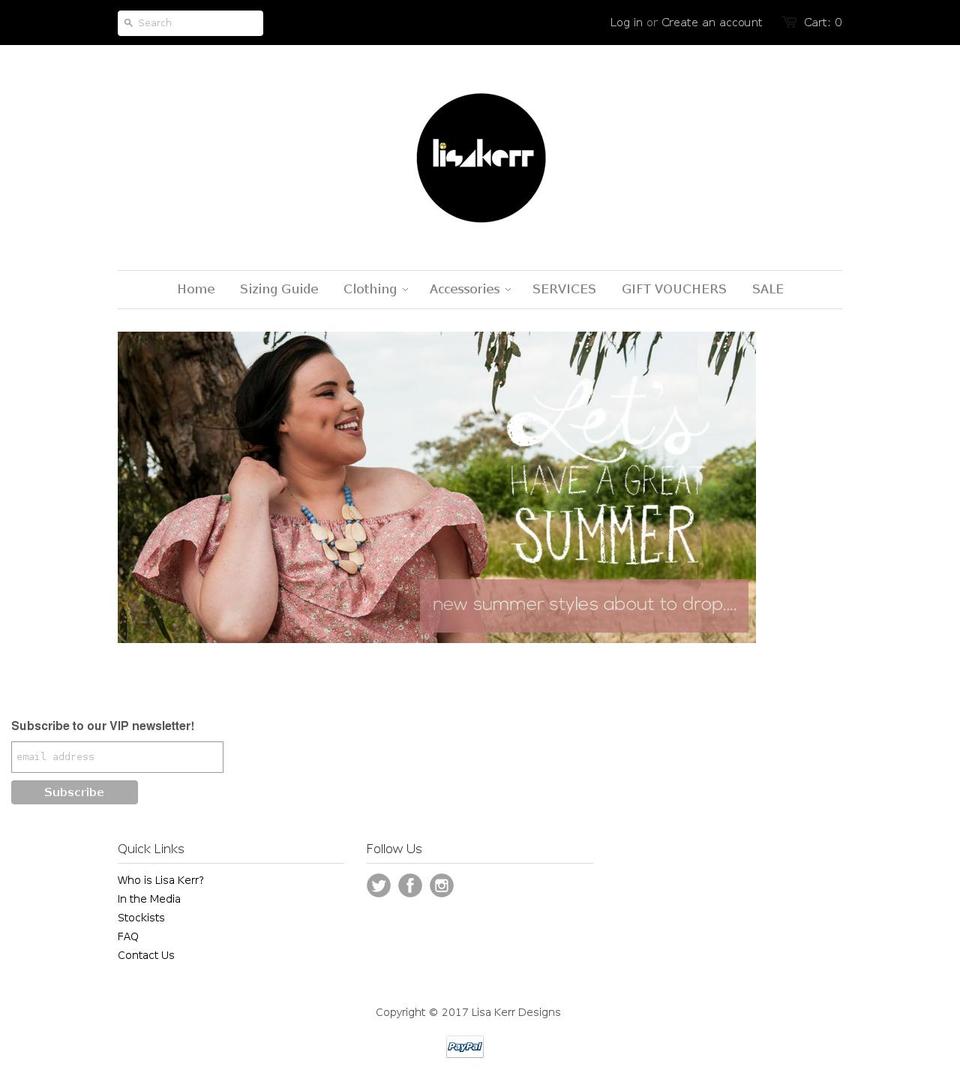 lisakerrdesigns.com shopify website screenshot