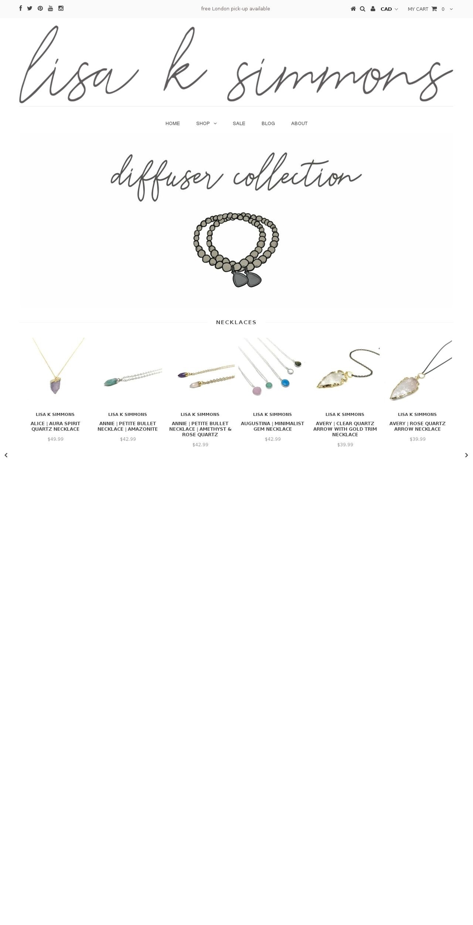 lisaksimmons.com shopify website screenshot
