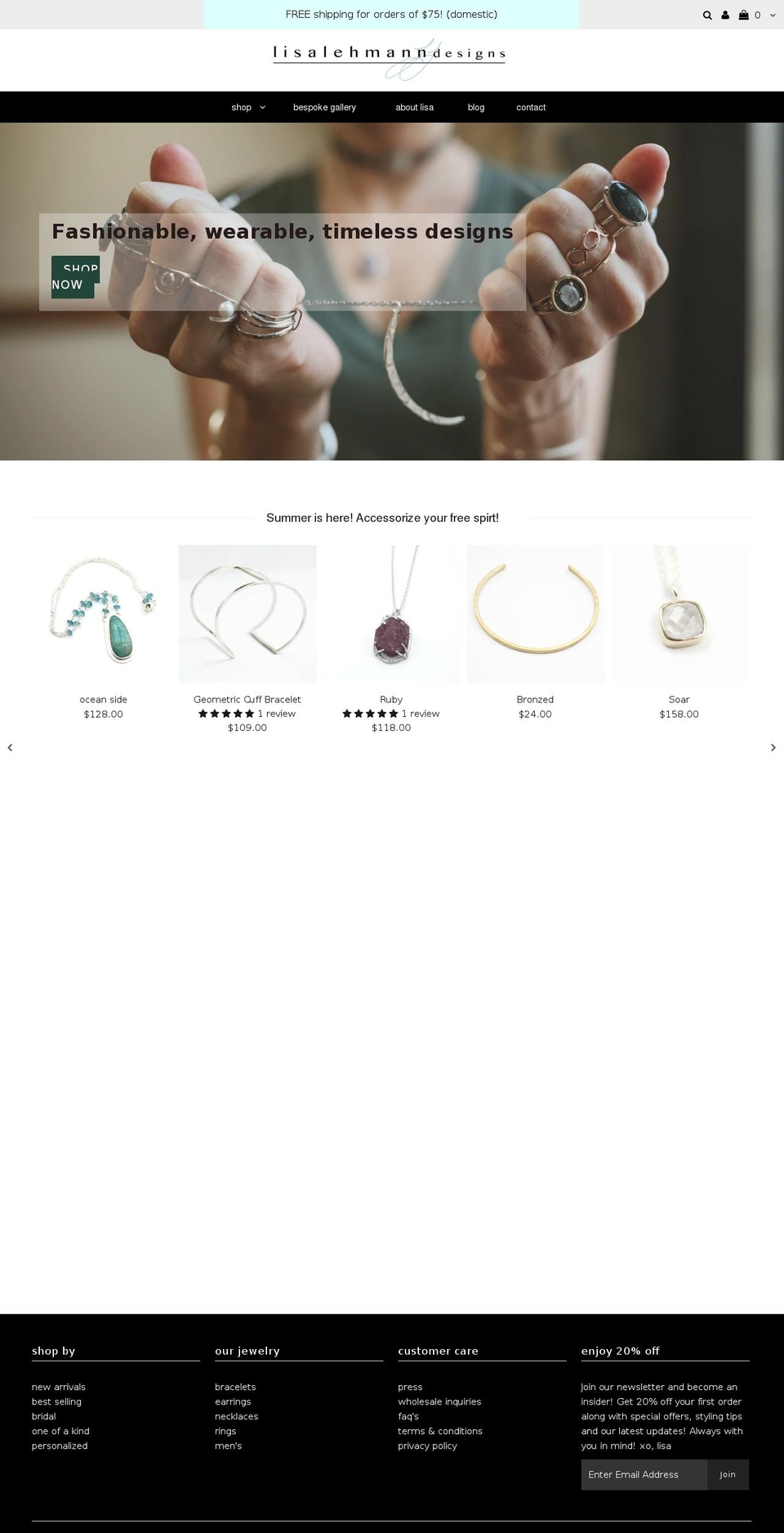 lisalehmanndesigns.com shopify website screenshot