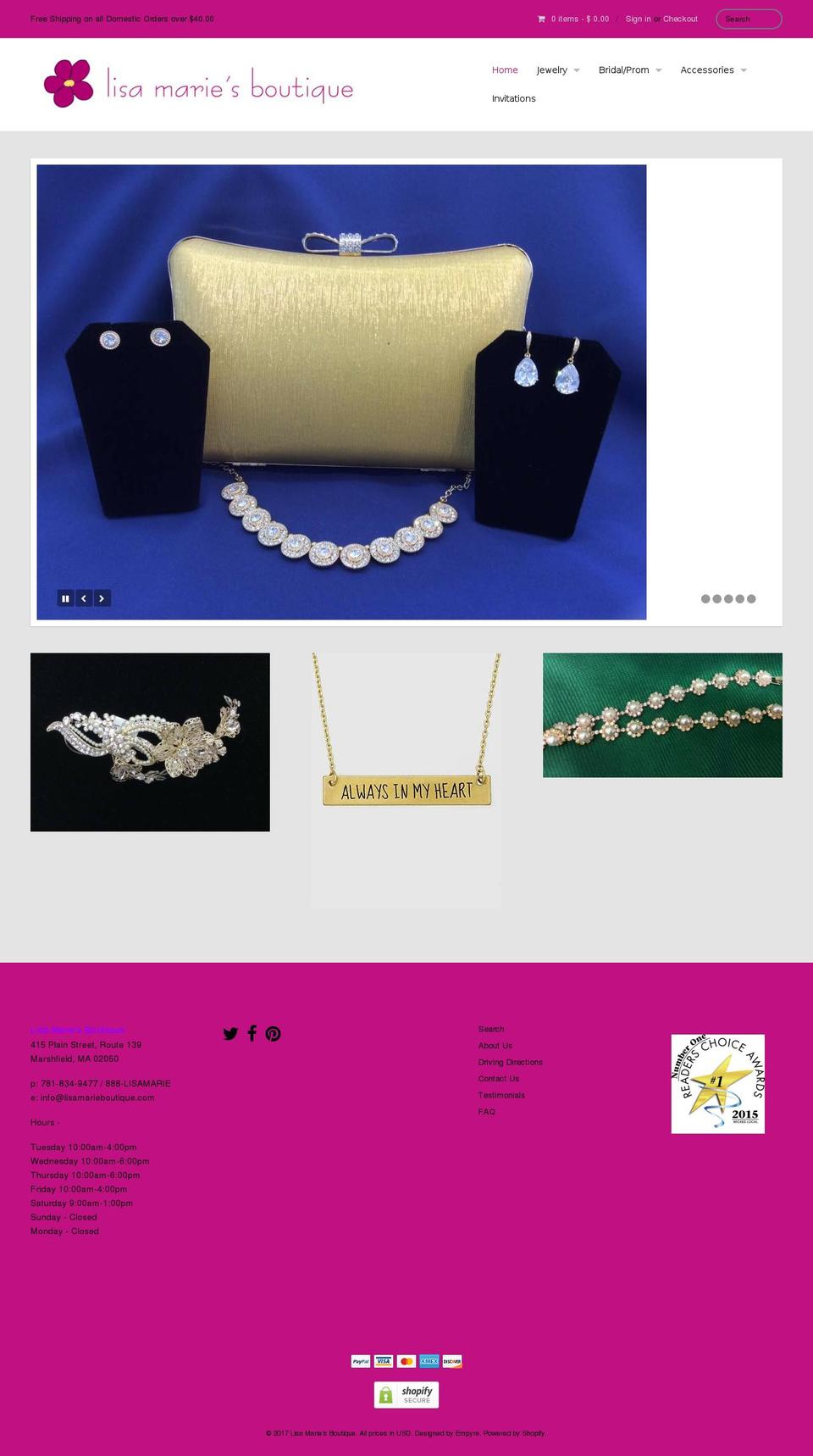 lisamarieboutique.com shopify website screenshot
