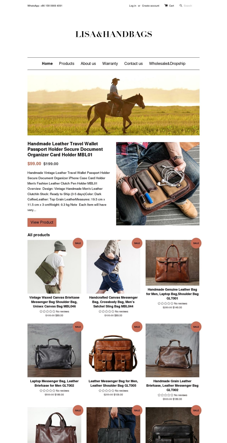 lisanhandbags.com — Shopify storefront screenshot