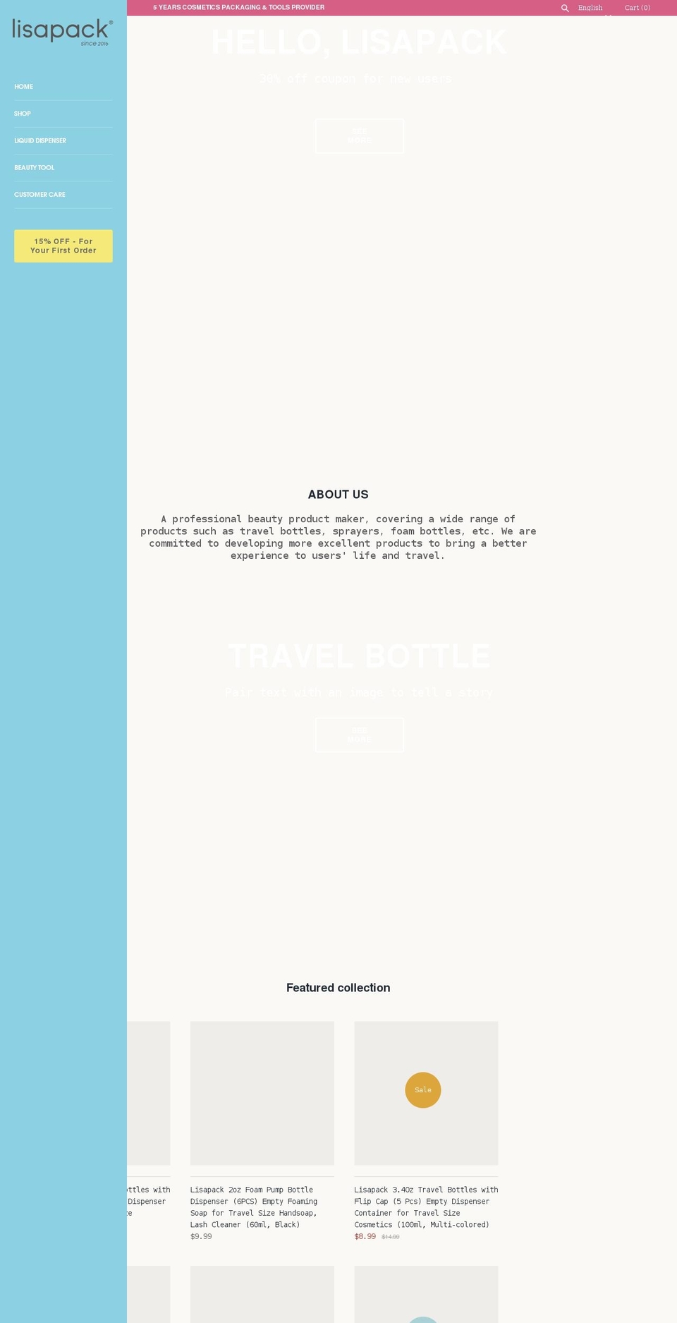 lisapack.com shopify website screenshot
