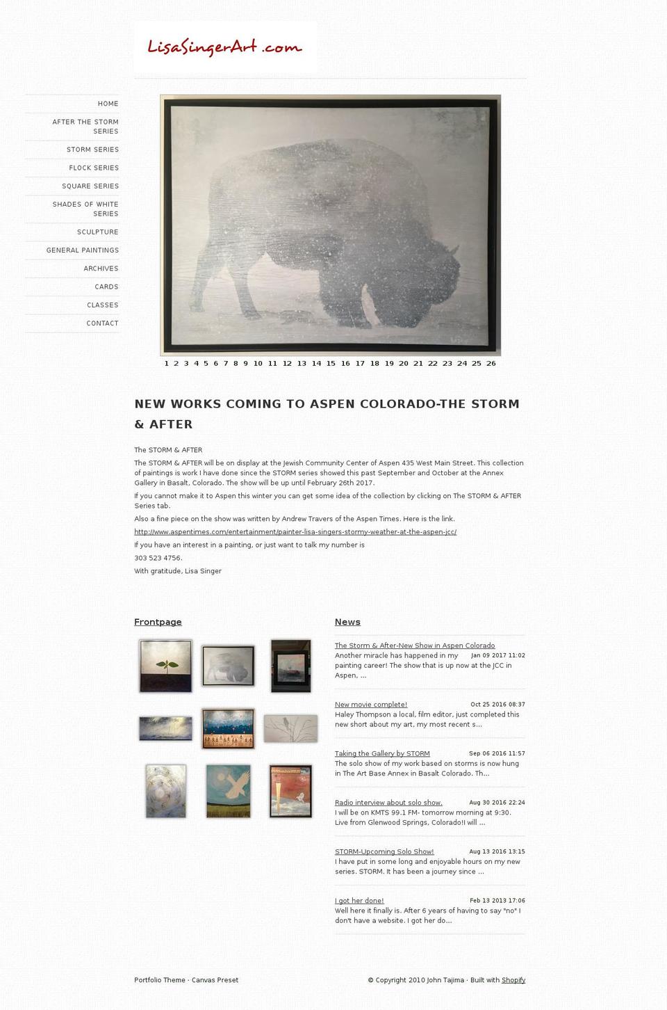 Portfolio Shopify theme site example lisasingerart.com