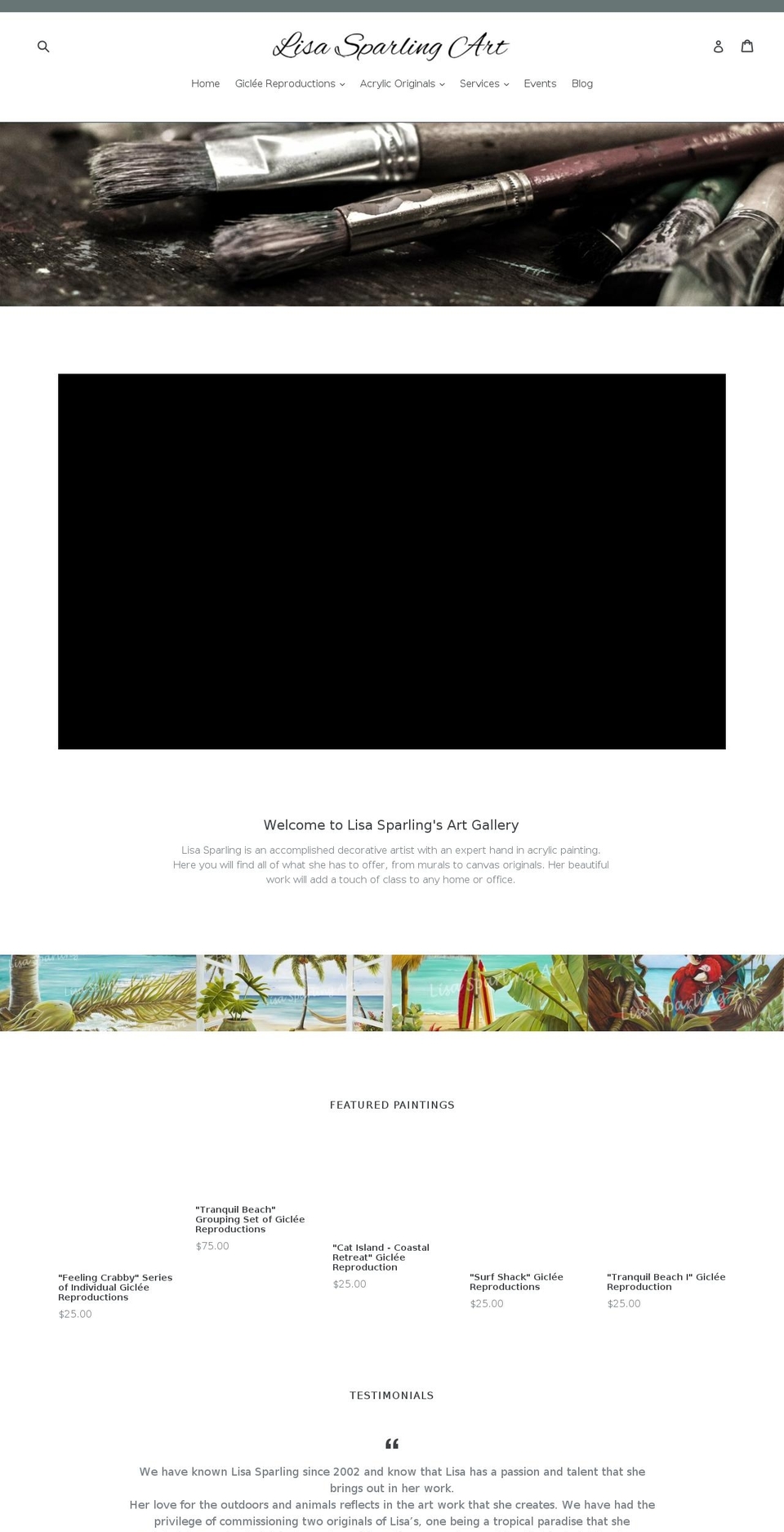 lisasparlingart.com shopify website screenshot