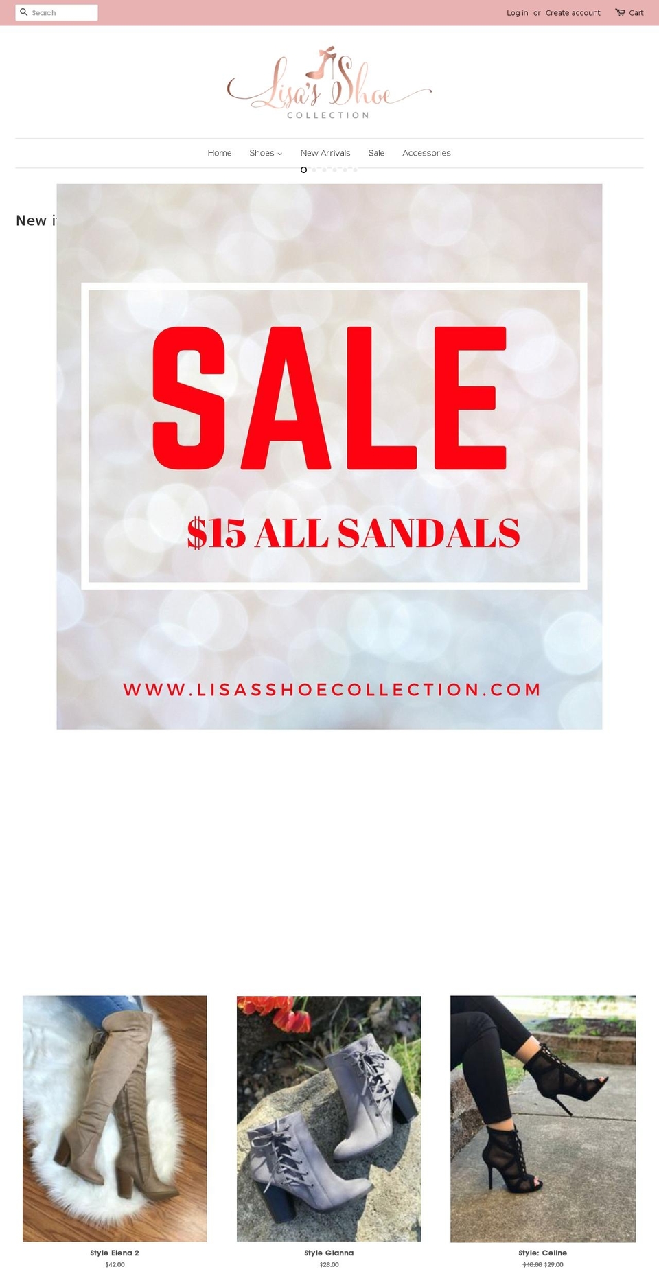 lisasshoecollection.com — Shopify storefront screenshot