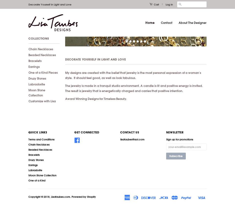 lisataubesdesign.com — Shopify storefront screenshot