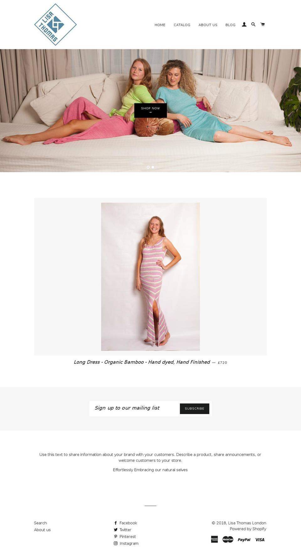 lisathomaslondon.com — Shopify storefront screenshot