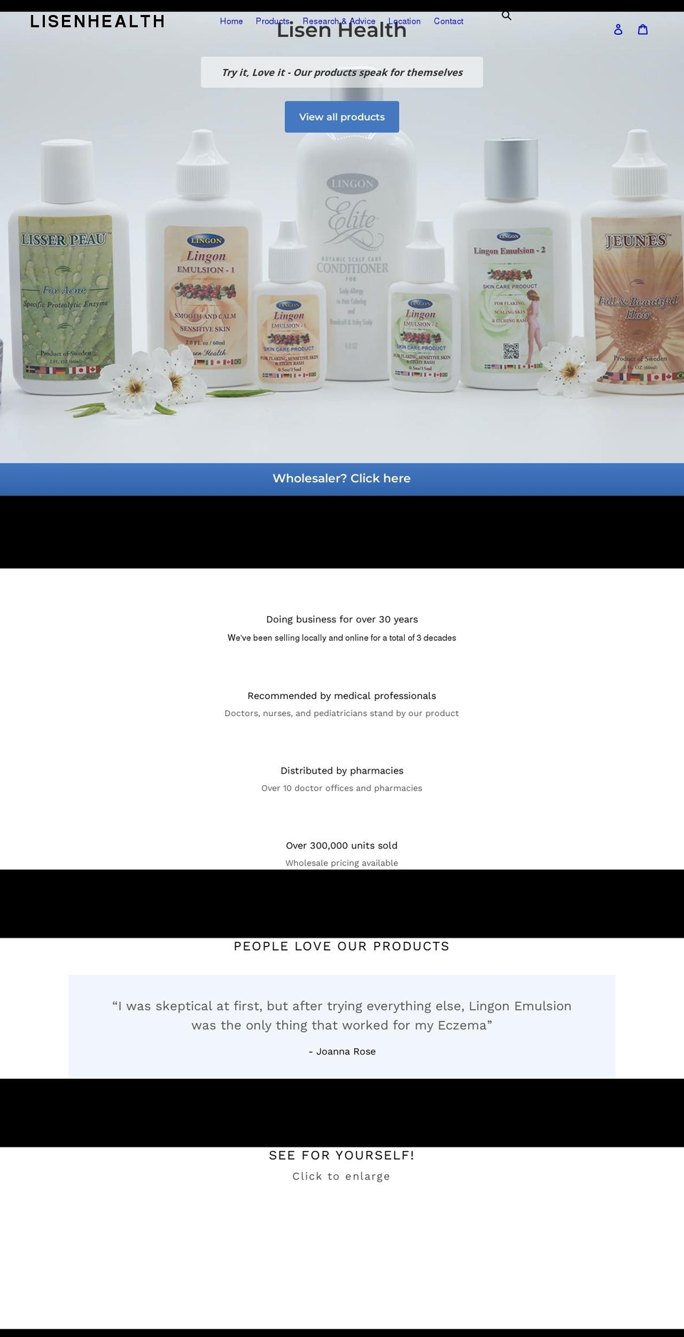 lisenhealth.com shopify website screenshot