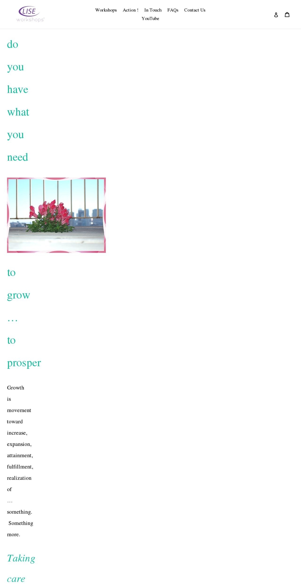 liseworkshops.com — Shopify storefront screenshot
