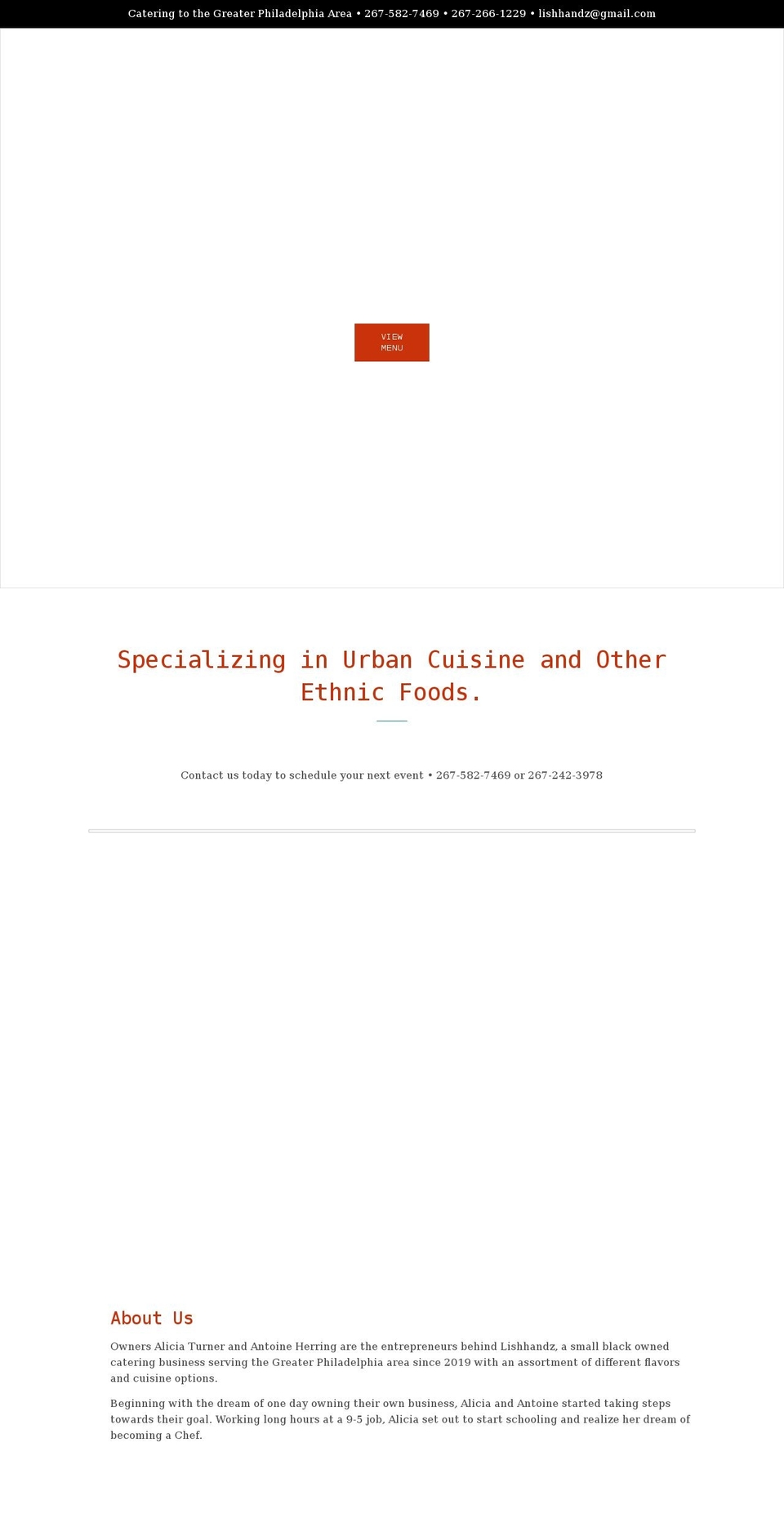 lishhandzcatering.com shopify website screenshot