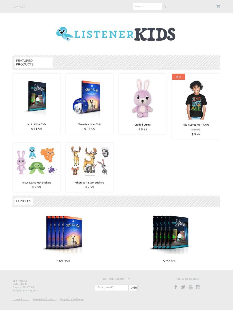 listenerkids.com shopify website screenshot