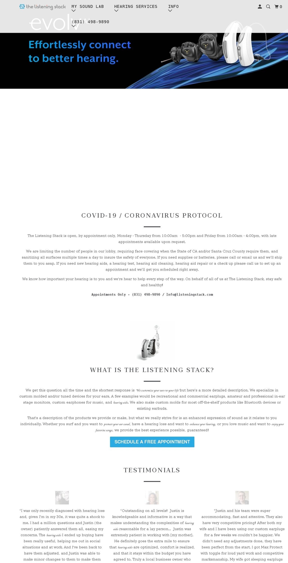 listeningstack.com shopify website screenshot