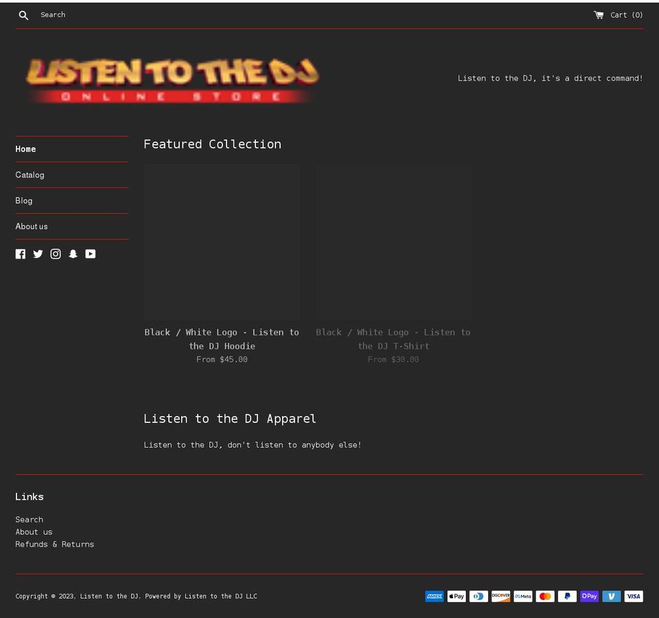 listentothedj.myshopify.com shopify website screenshot