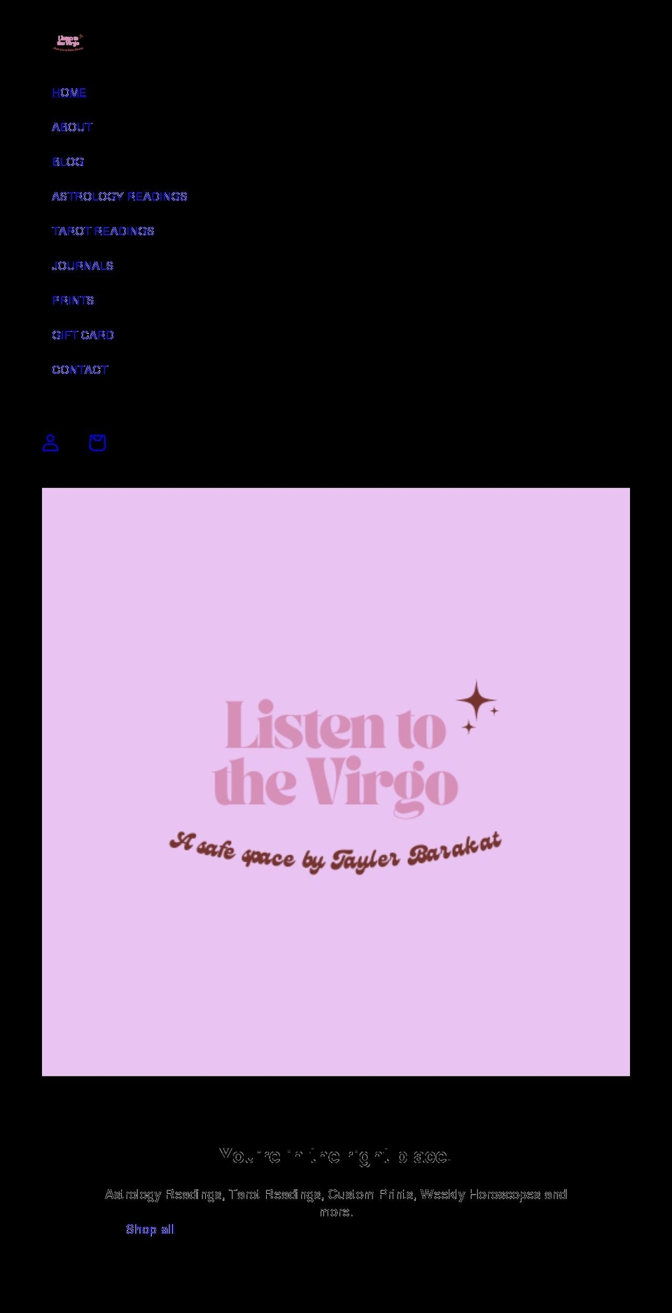 listentothevirgo.com shopify website screenshot