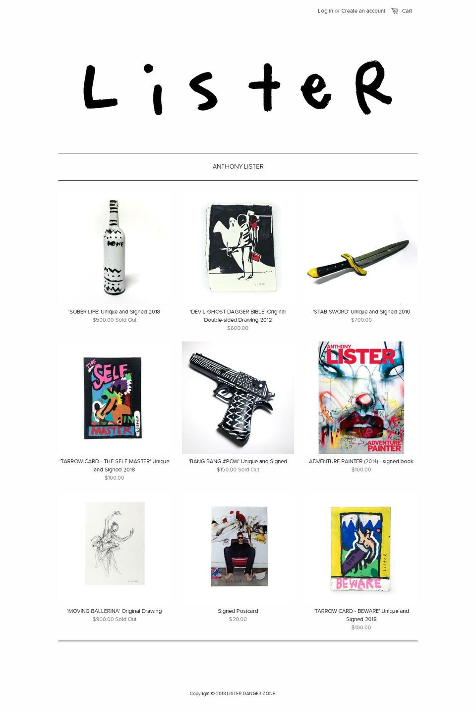 listerdangerzone.com — Shopify storefront screenshot