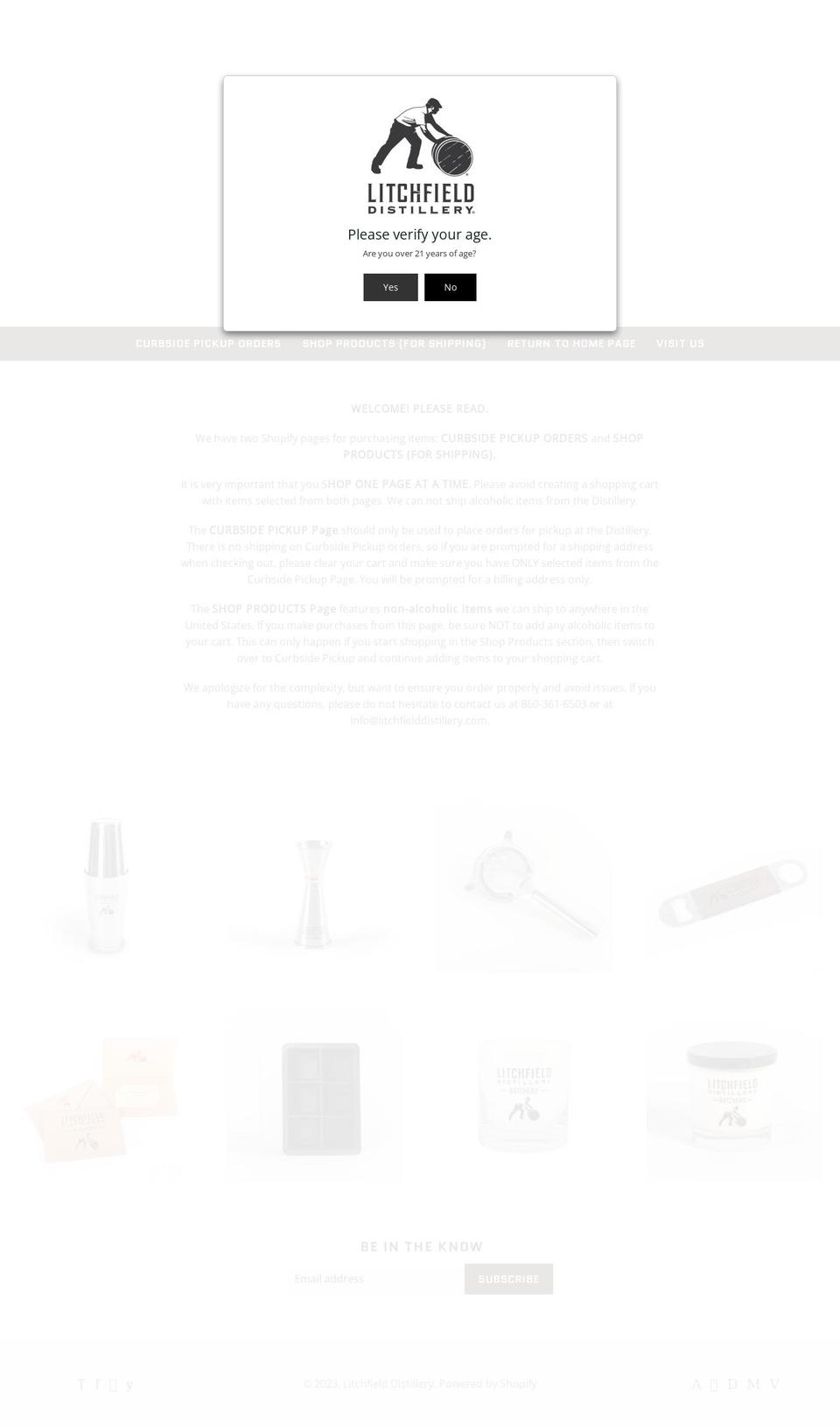 litchfield-distillery.myshopify.com shopify website screenshot