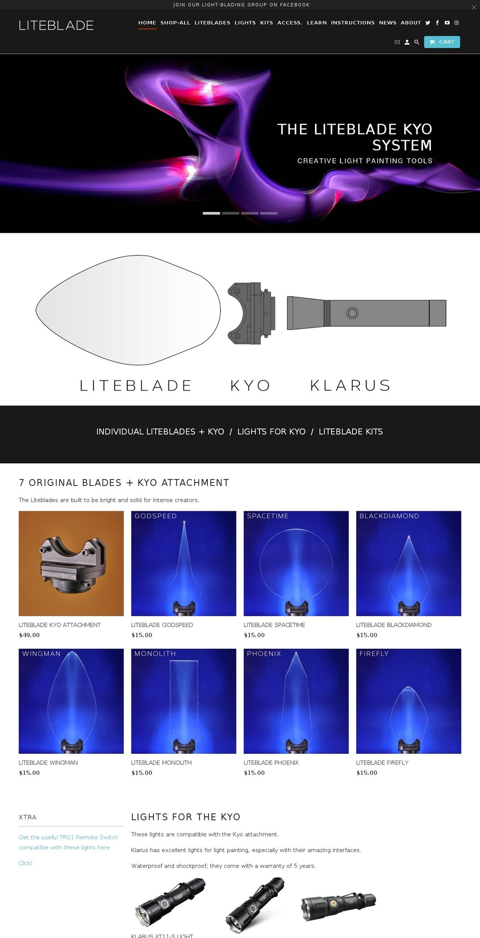 liteblades.com shopify website screenshot