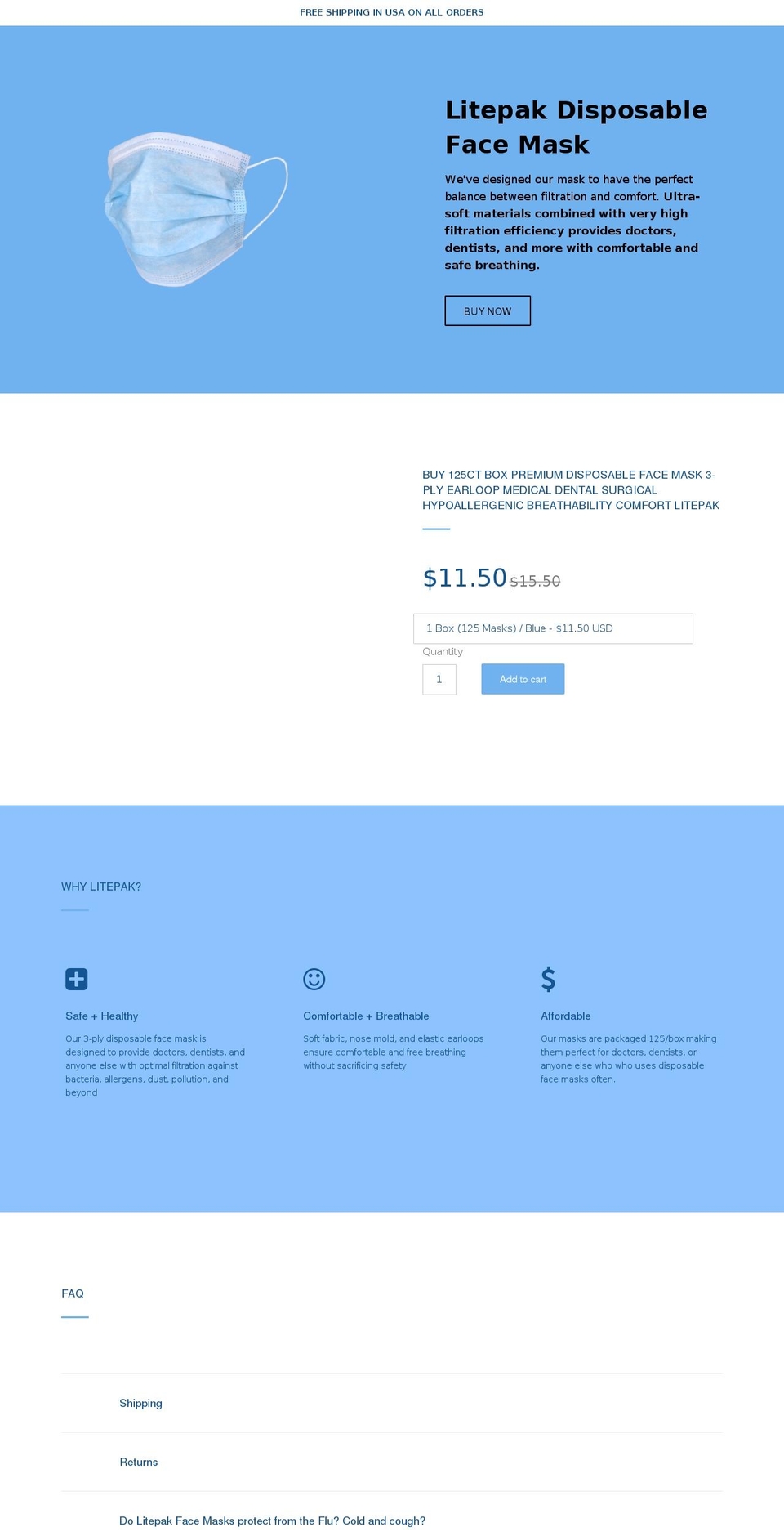 litepakmask.com — Shopify storefront screenshot