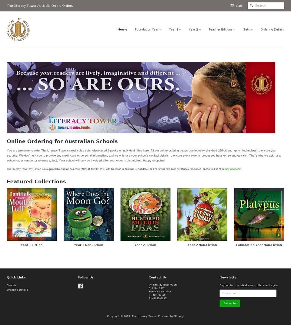 literacytower-au.com — Shopify storefront screenshot