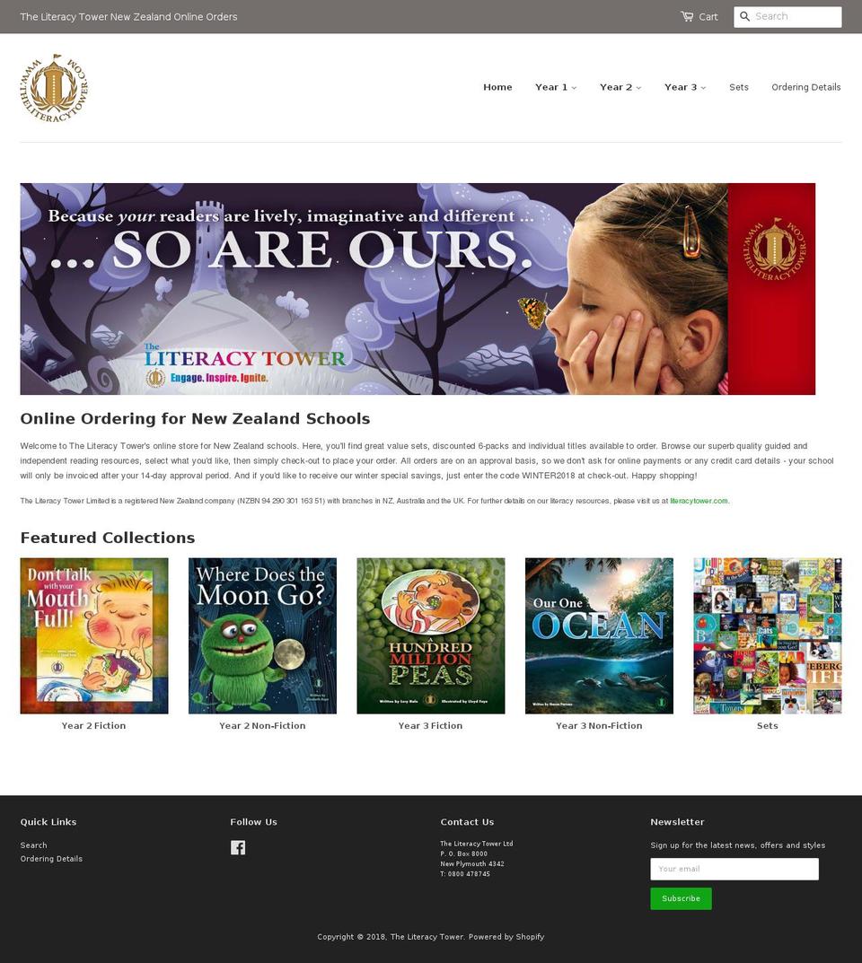 literacytower-nz.com — Shopify storefront screenshot