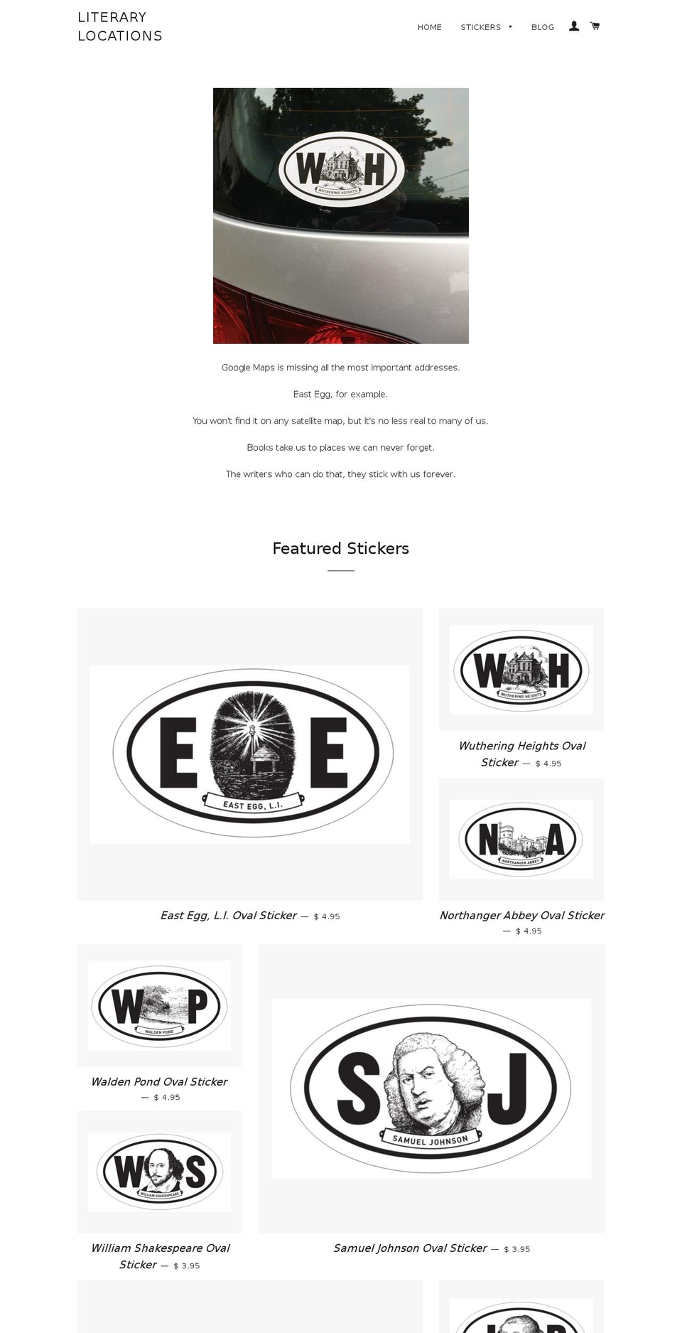 literarylocations.com shopify website screenshot
